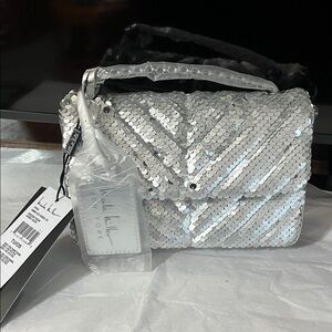 Nicole Miller Silver Sequin Handbag NWT